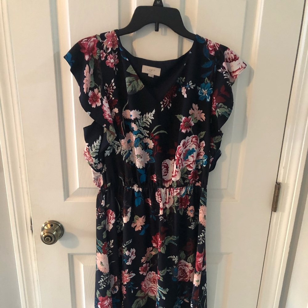 Loft Navy Floral Dress